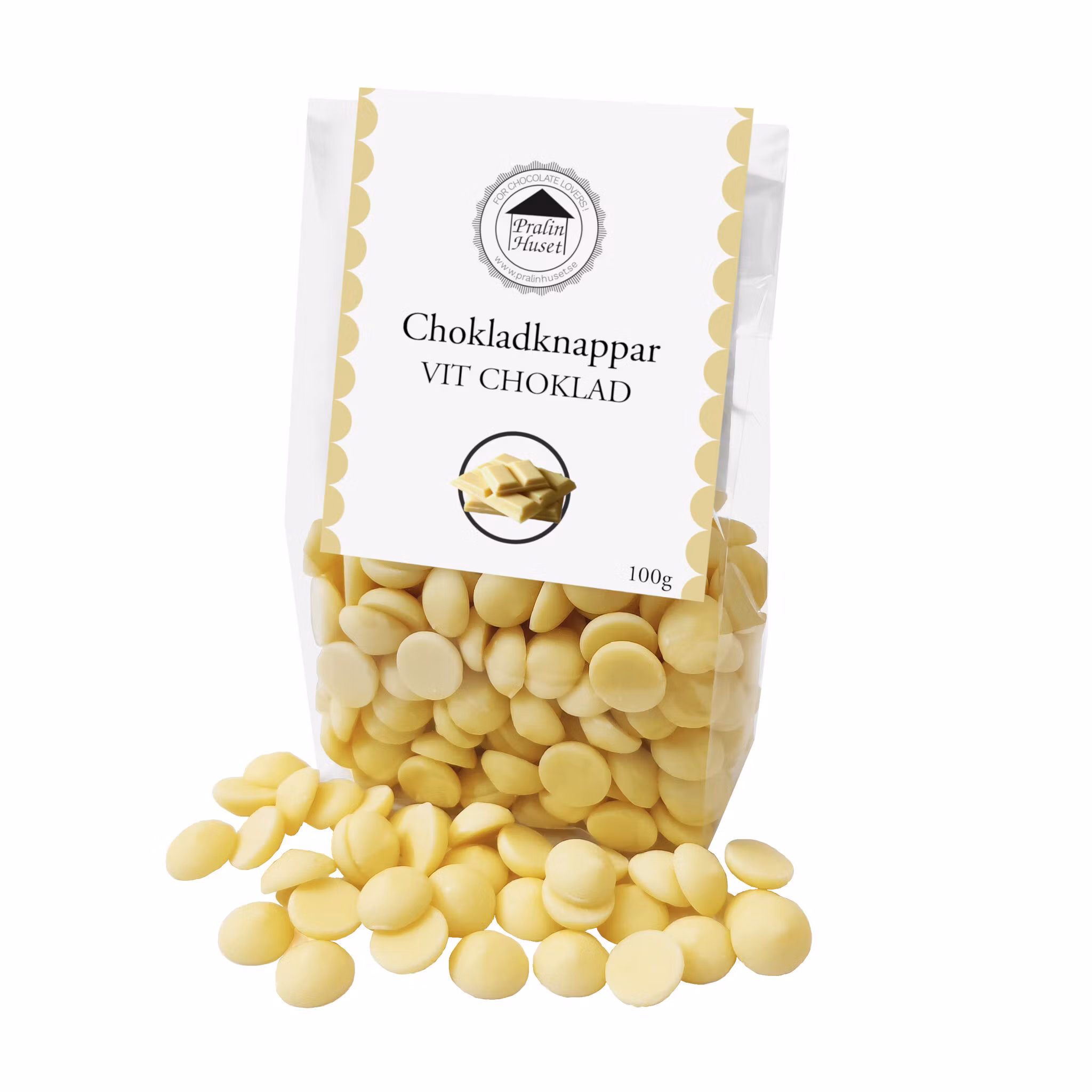 Pralinhuset - Chokladknappar - Vit Choklad - 100g
