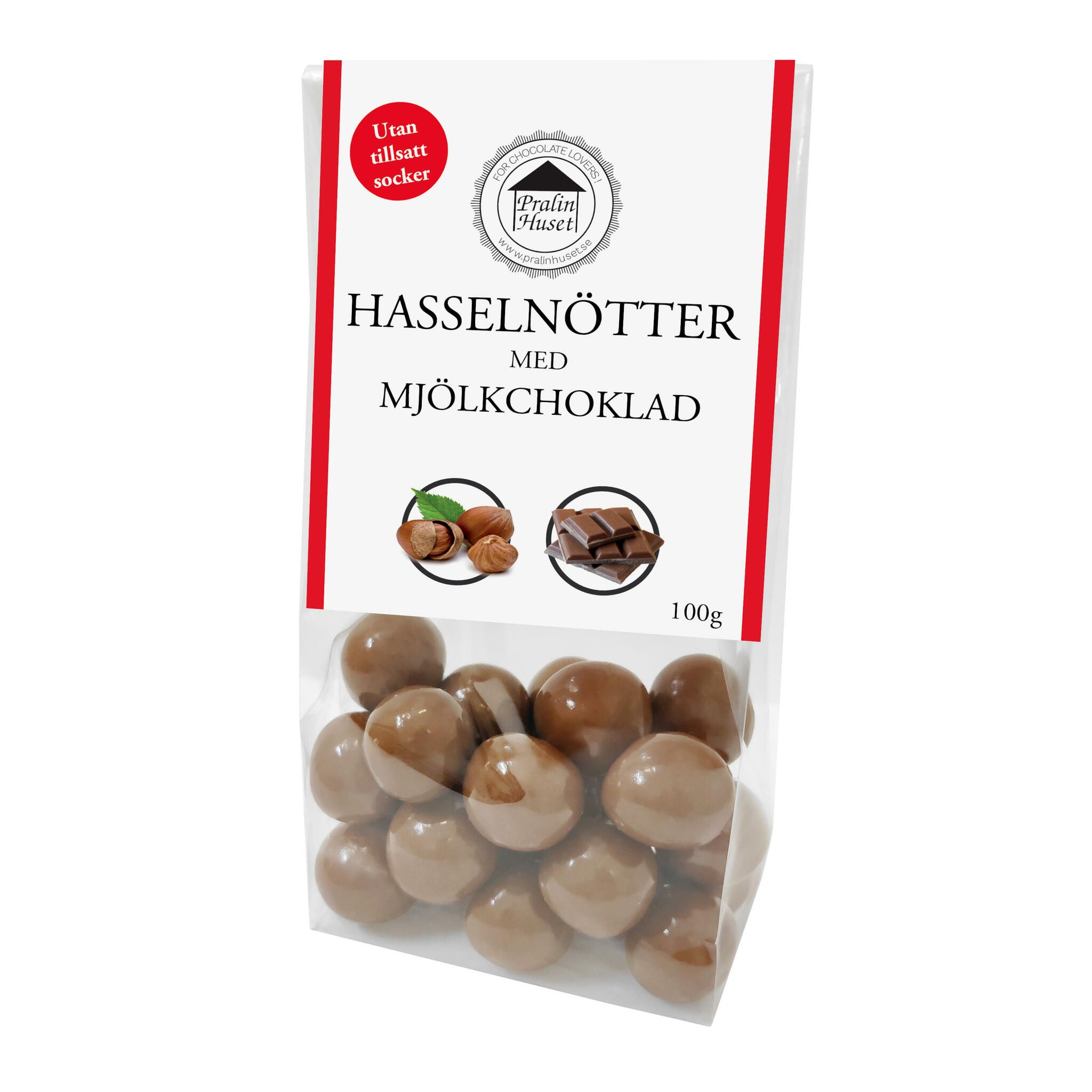 Pralinhuset - Hasselnötter i Mjölkchoklad - Utan Tillsatt Socker
