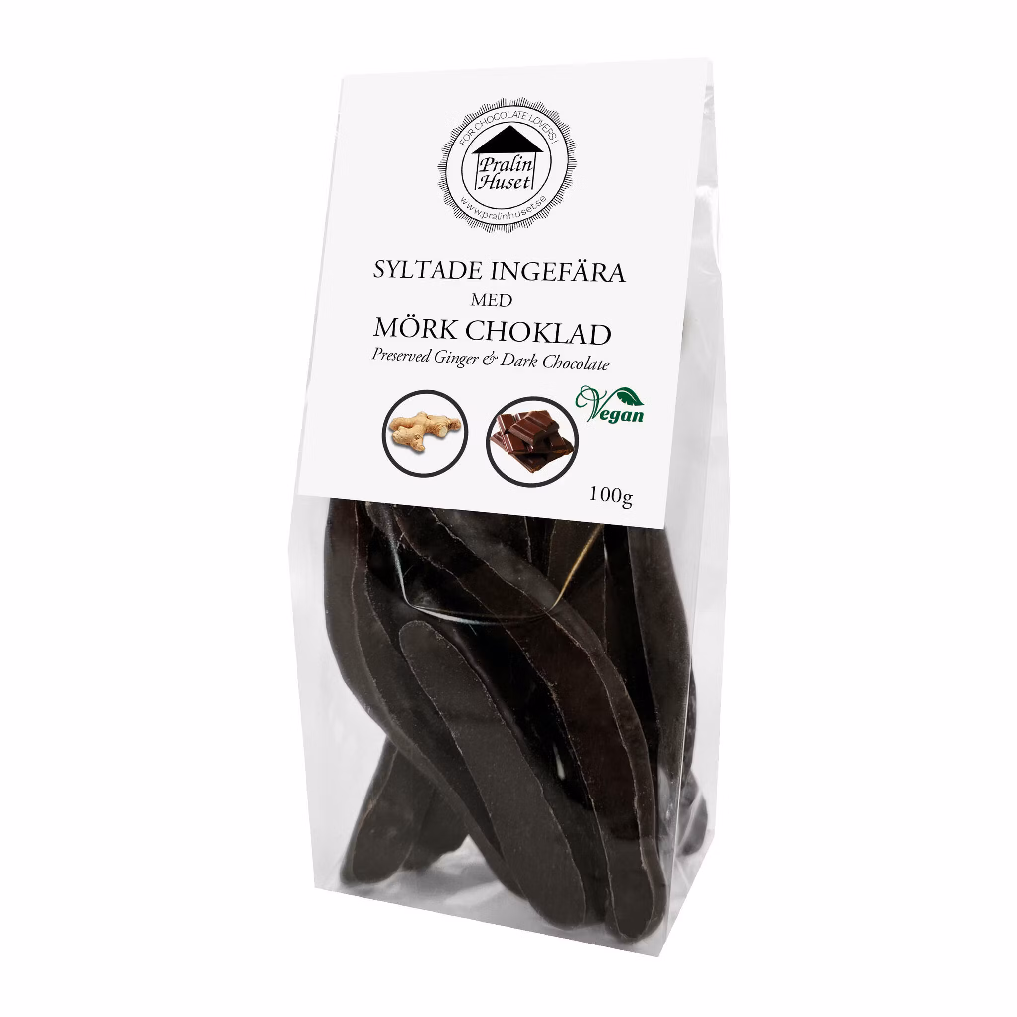Pralinhuset - Syltade Ingefära Med Mörk Choklad - 100g