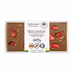 Pralinhuset - 40% Kakao - Brända Mandlar, Chili & Havssalt