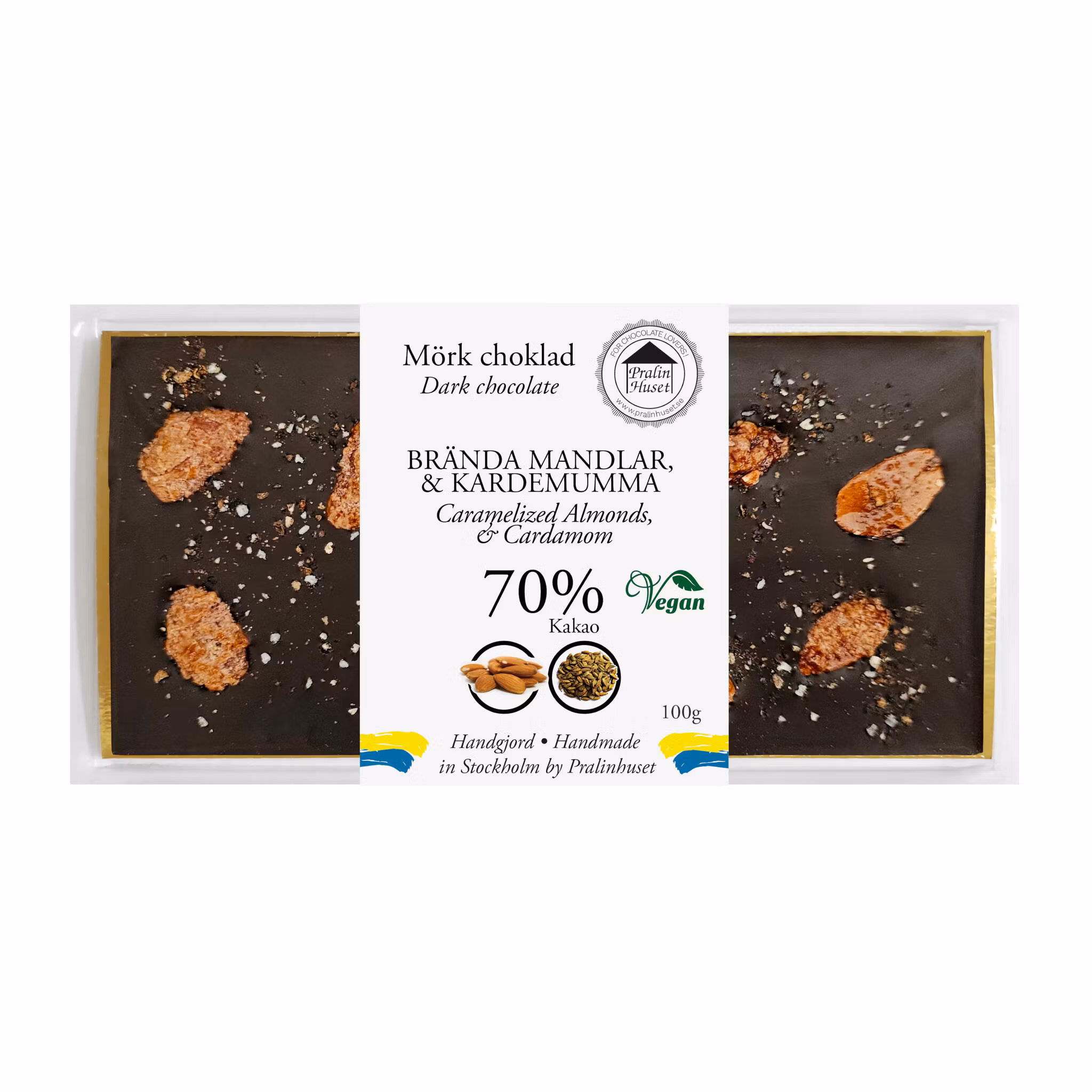 Pralinhuset - 70% Kakao - Brända Mandlar &  Kardemumma