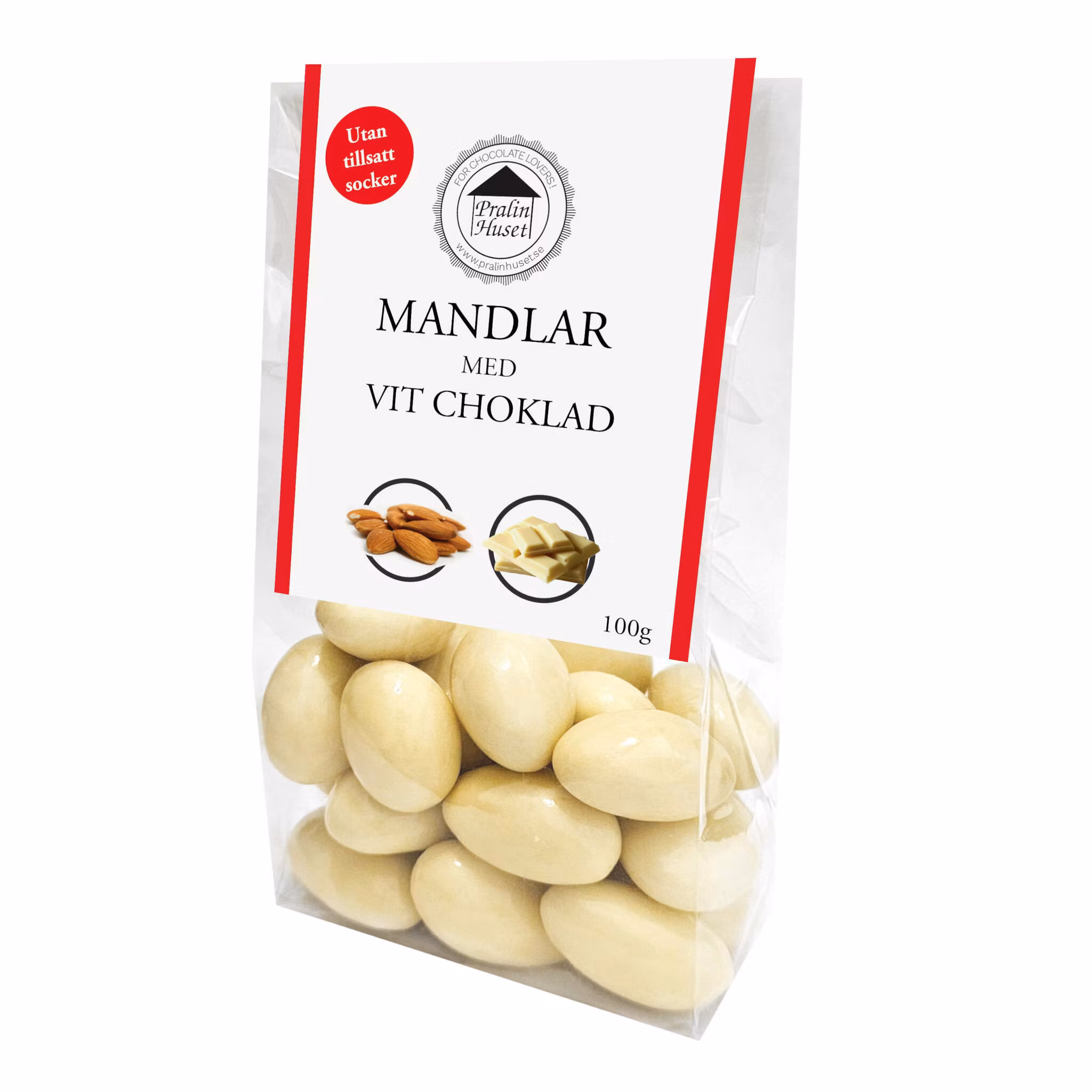 Pralinhuset - Mandlar i Vit Choklad - Utan Tillsatt Socker