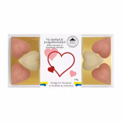 Pralinhuset - Vit Choklad & Jordgubbschoklad - Small Hearts