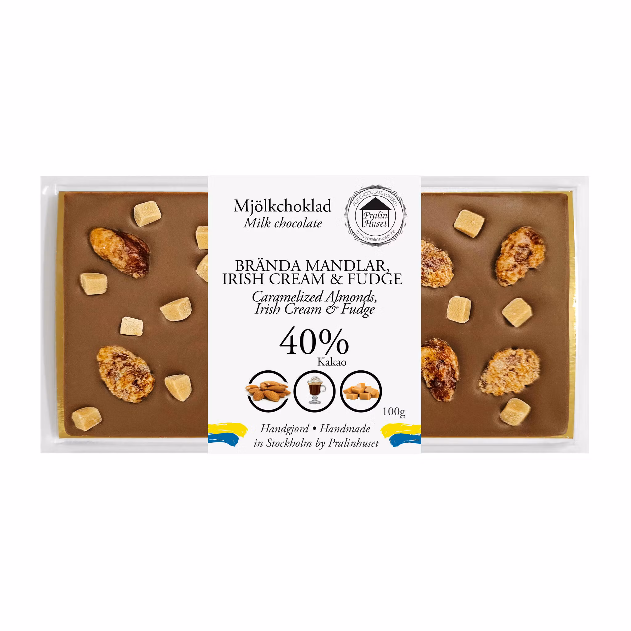 Pralinhuset - 40% Kakao - Brända Mandlar, Irish Cream & Fudge