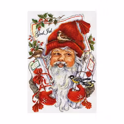 Julkort - Tomte med Julklappar