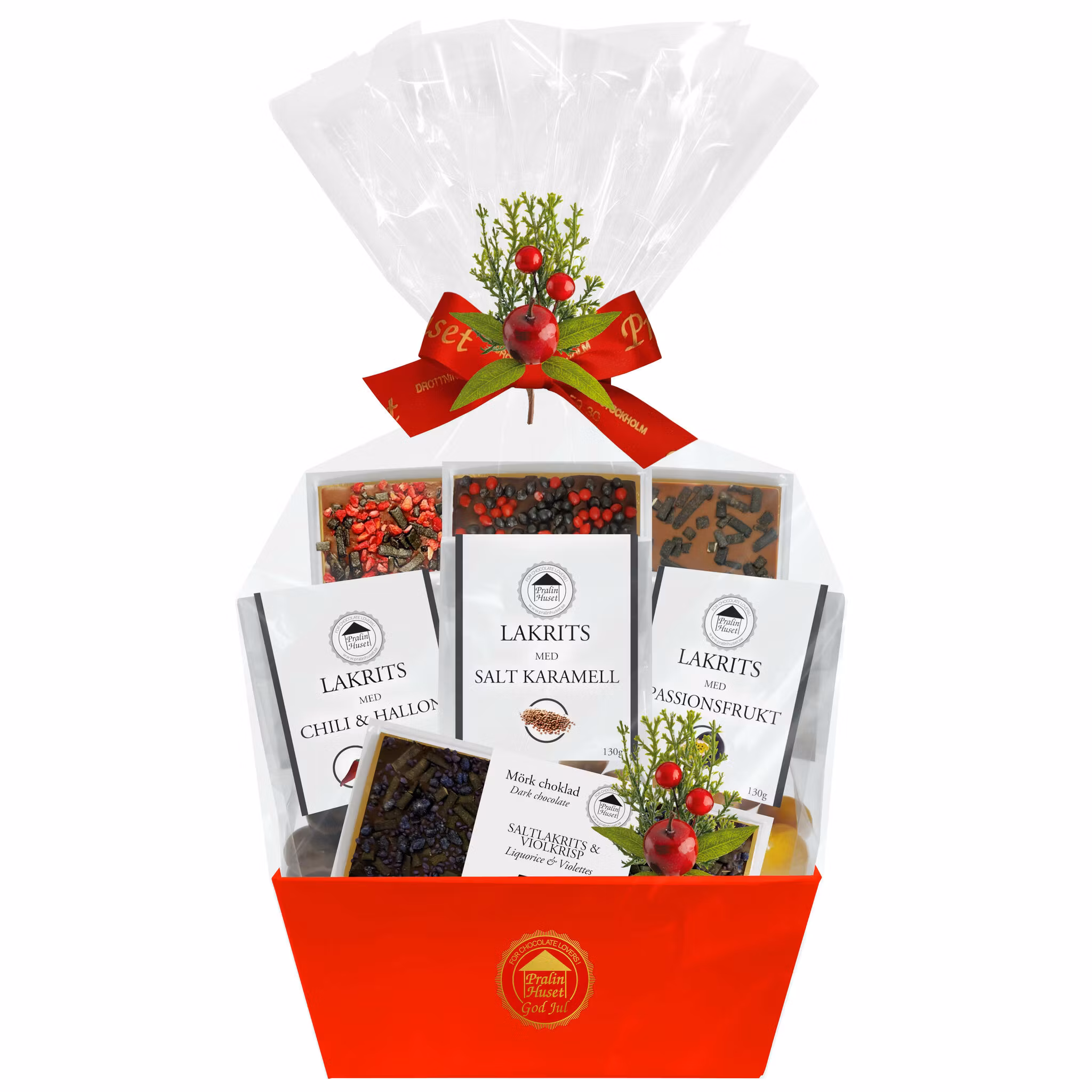 Pralinhuset - Röd Presentkorg - Jul - Lakrits