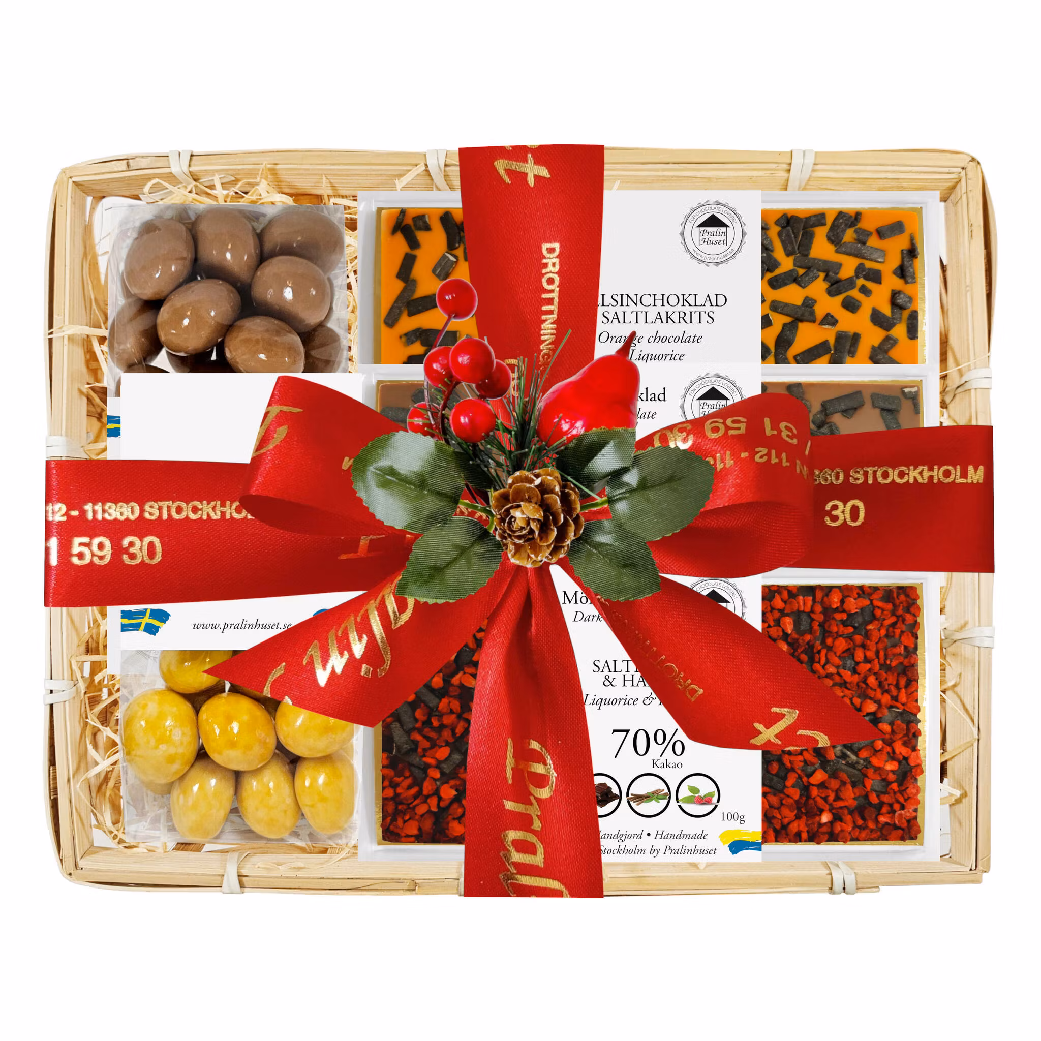 Pralinhuset - Vävd Presentkorg - Jul - Lakrits 1,5 kg