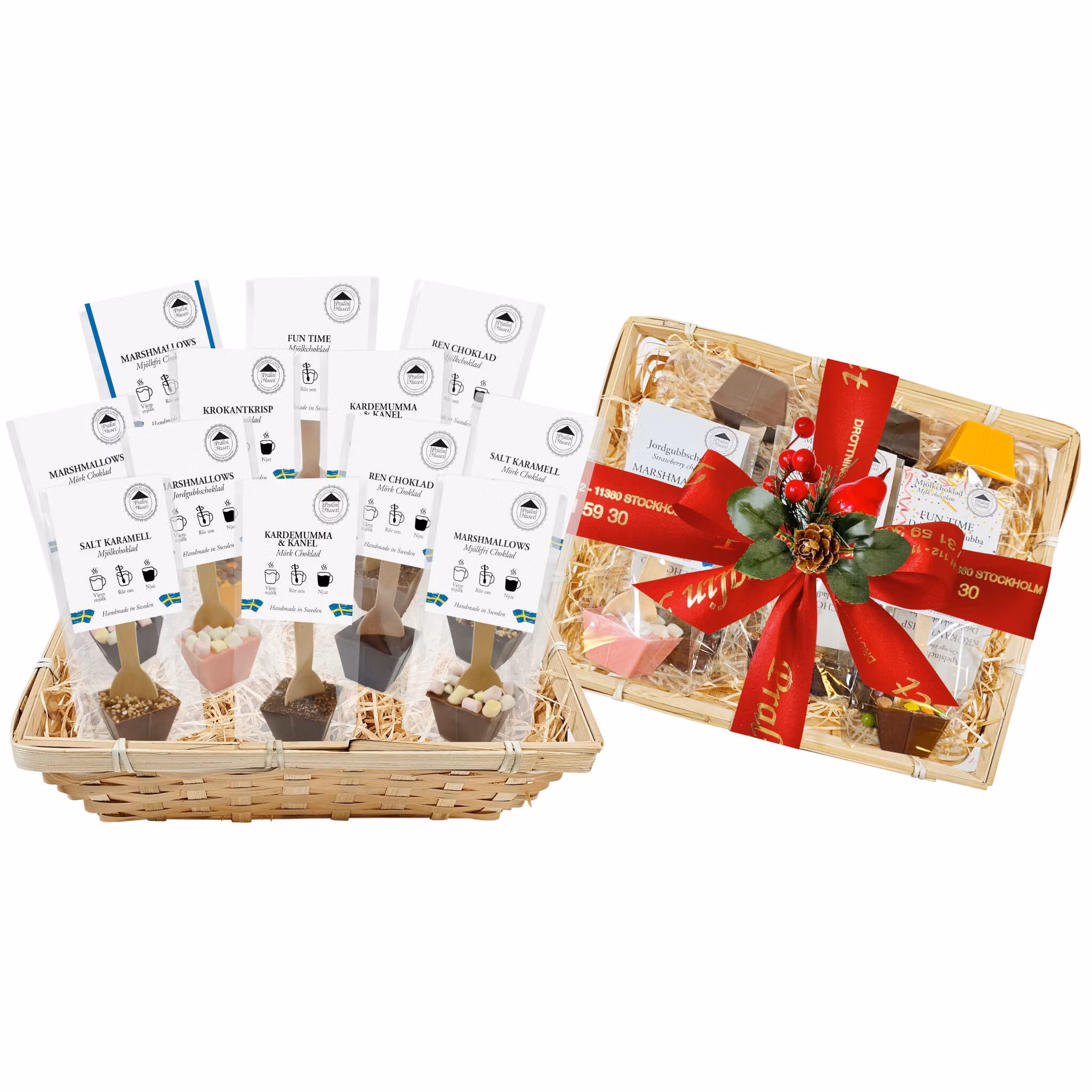 Pralinhuset - Vävd Presentkorg - Jul - Drickchoklad