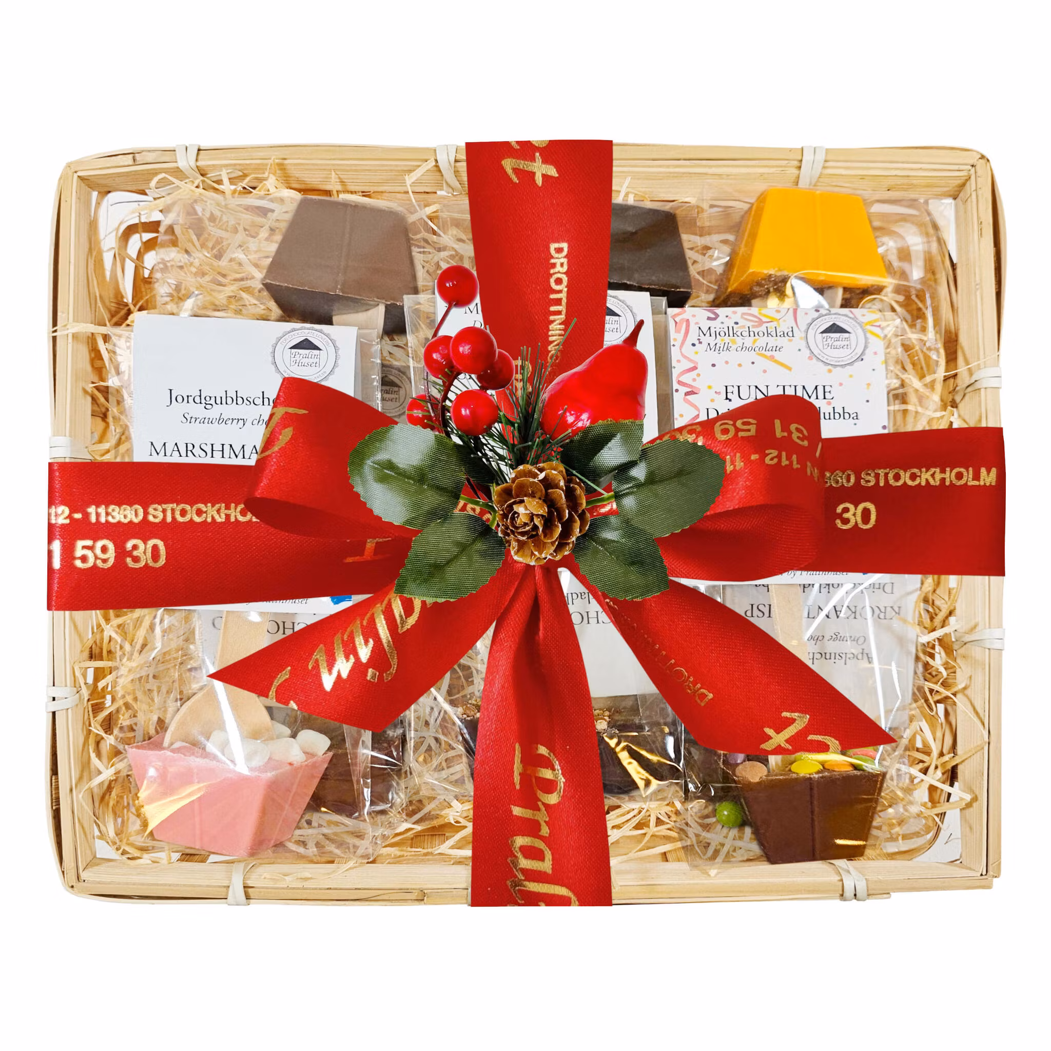 Pralinhuset - Vävd Presentkorg - Jul - Drickchoklad