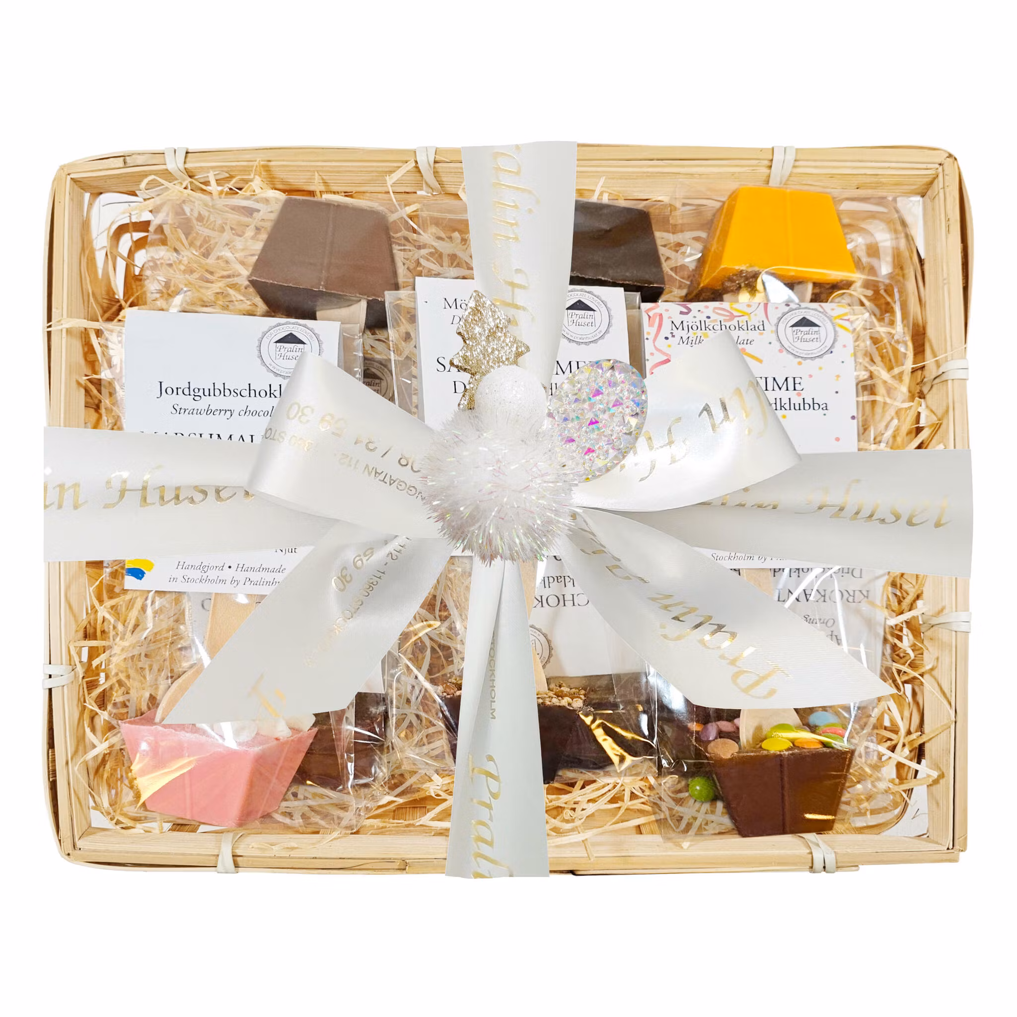 Pralinhuset - Vävd Presentkorg - Nyår - Drickchoklad