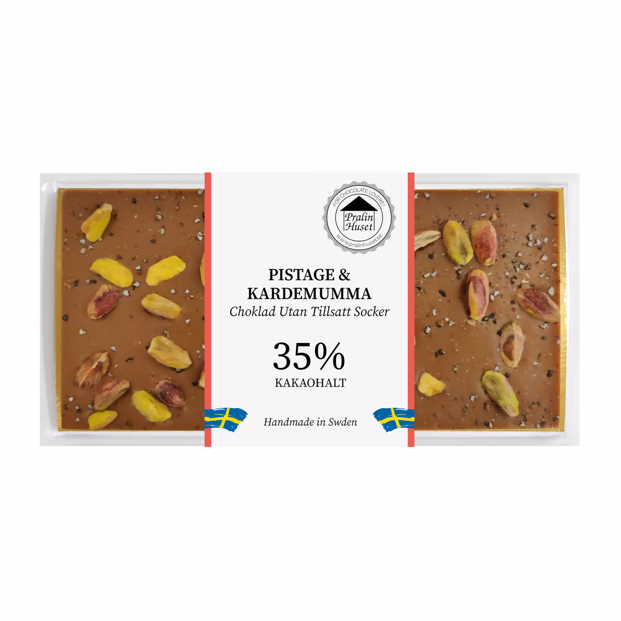 Pralinhuset - 35% Kakao - Pistage & Kardemumma - Utan Tillsatt Socker