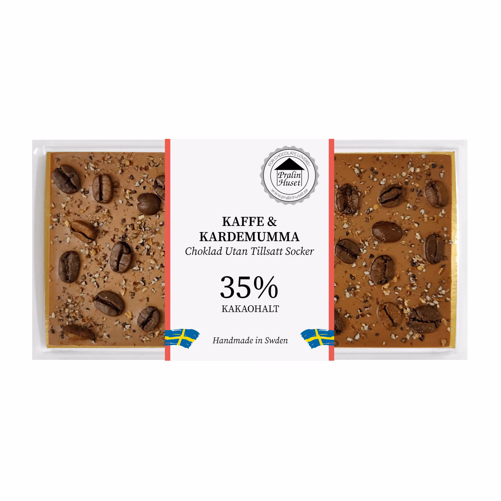 Pralinhuset - 35% Kakao - Kaffebönor & Kardemumma - Utan Tillsatt Socker