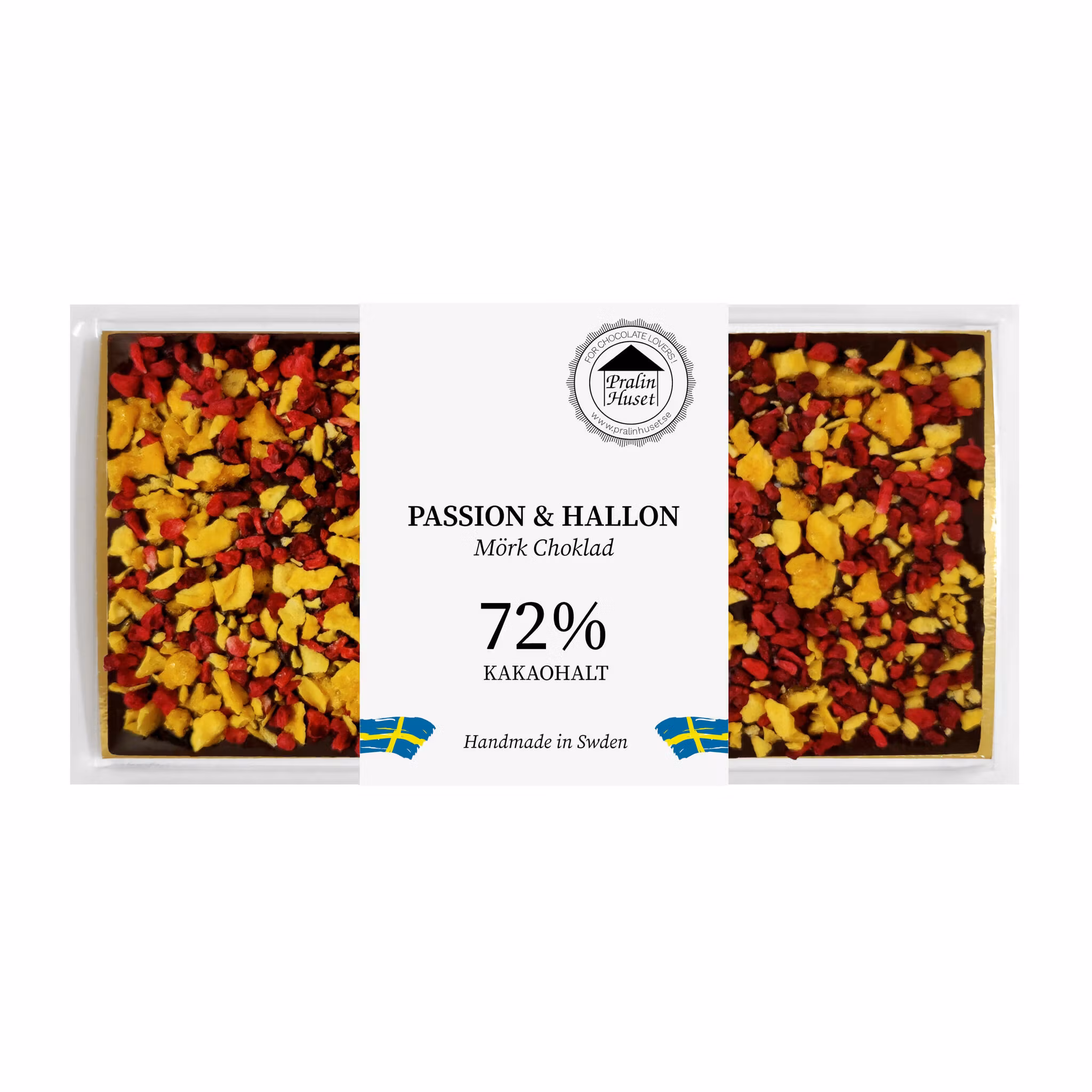 Pralinhuset - 72% Kakao - Passionsfrukt & Hallon