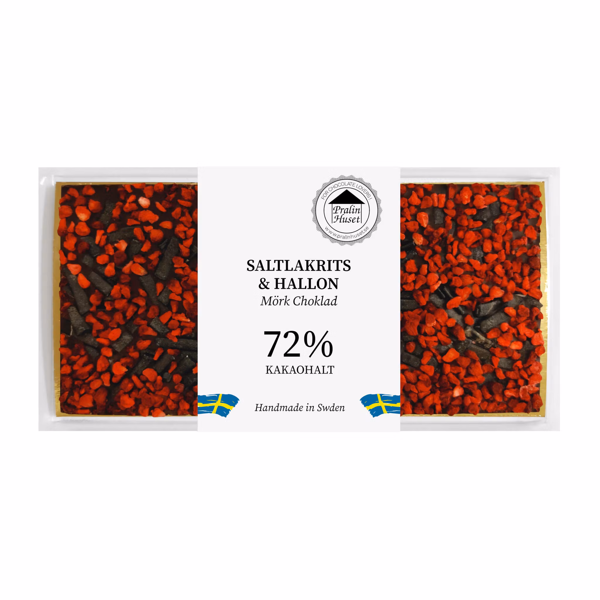 Pralinhuset - 72% Kakao - Saltlakrits & Hallon