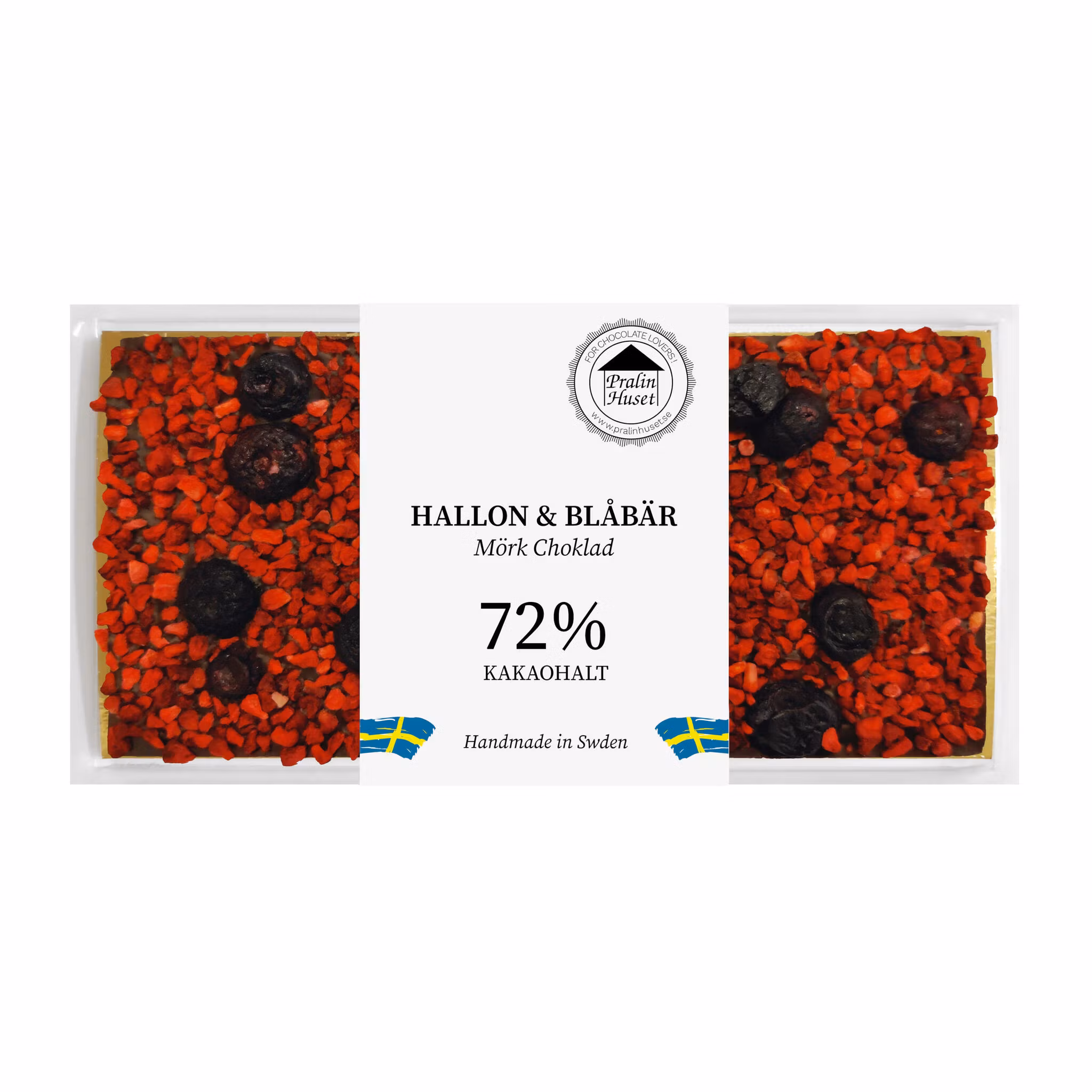 Pralinhuset - 72% Kakao - Hallon & Blåbär