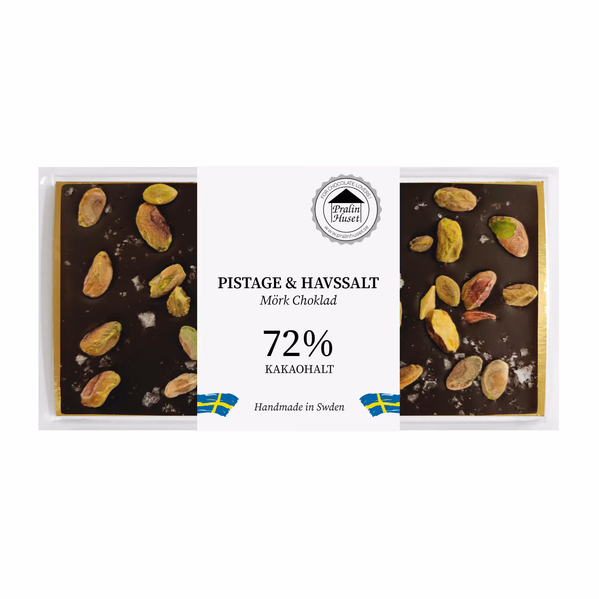 Pralinhuset - 72% Kakao - Pistage & Havssalt