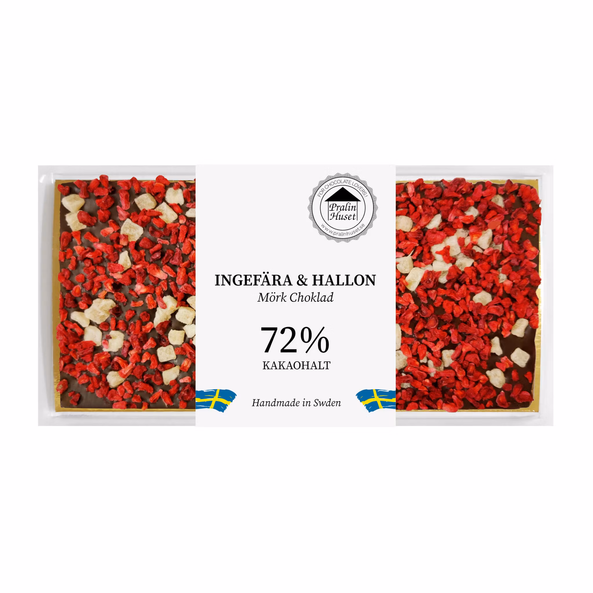 Pralinhuset - 72% Kakao - Ingefära & Hallon
