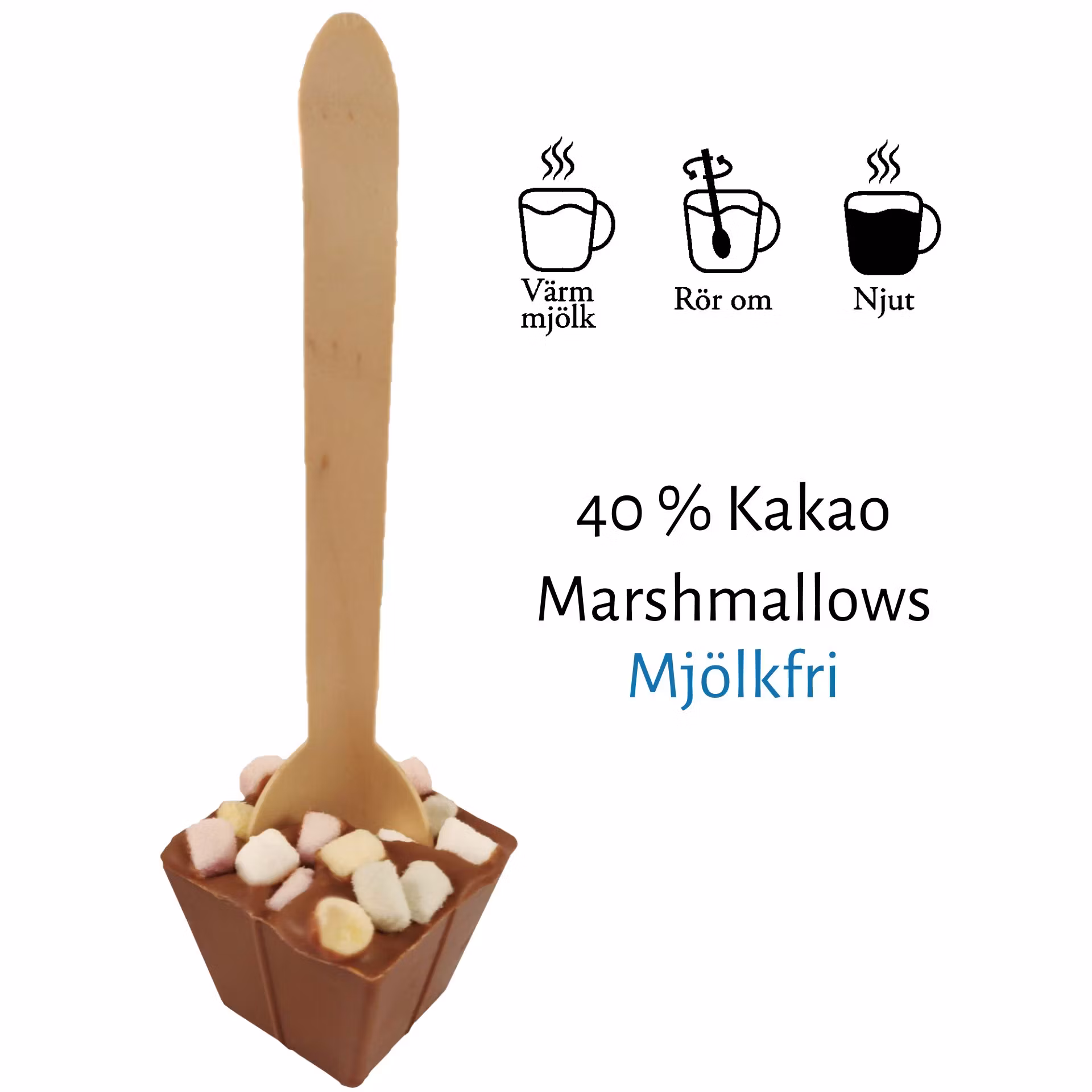 Pralinhuset - Drickchoklad - Mjölkfri 40% kakao - Marshmallows
