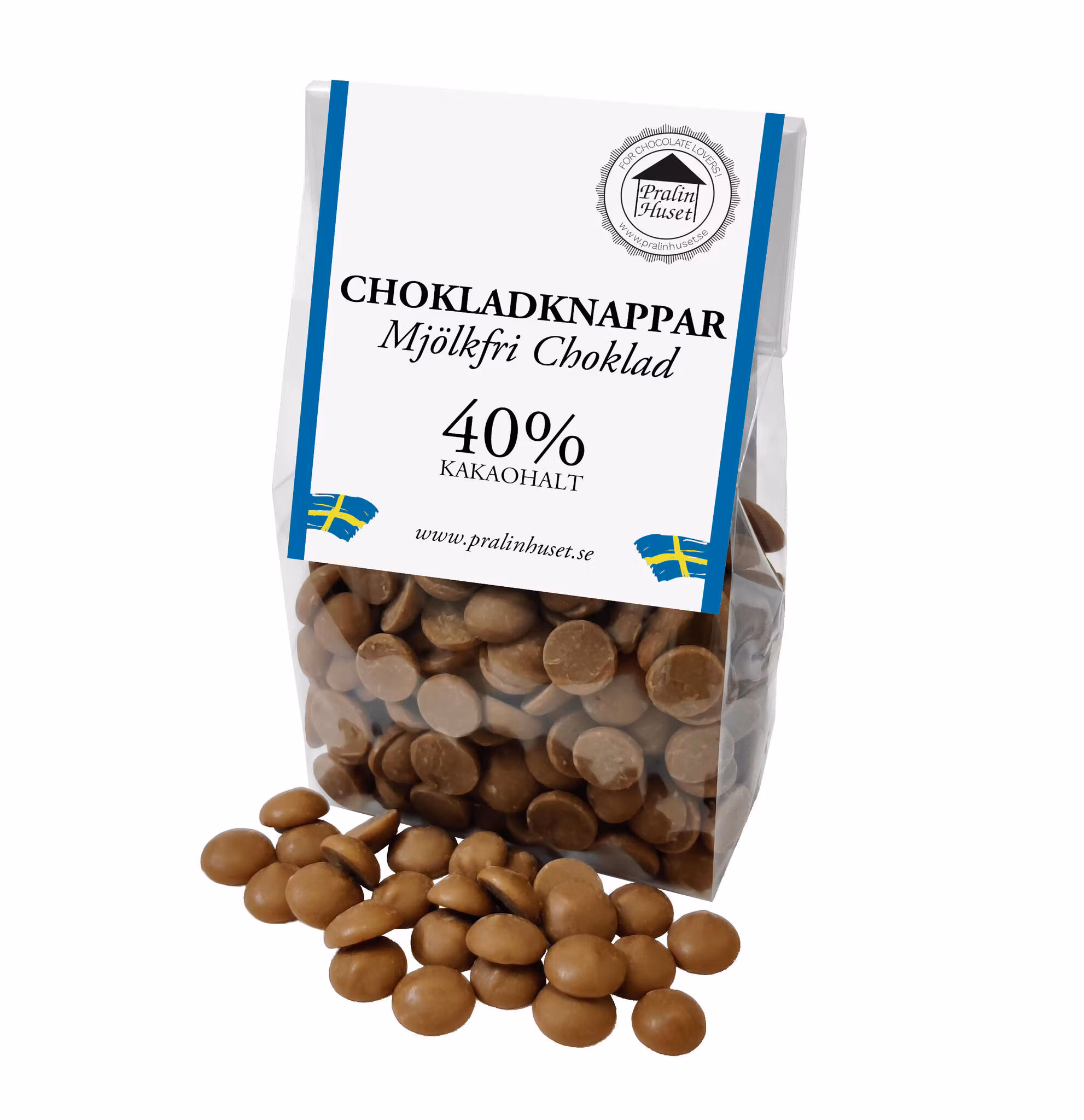 Pralinhuset - Chokladknappar - 40% Kakao Mjölkfri - 100g