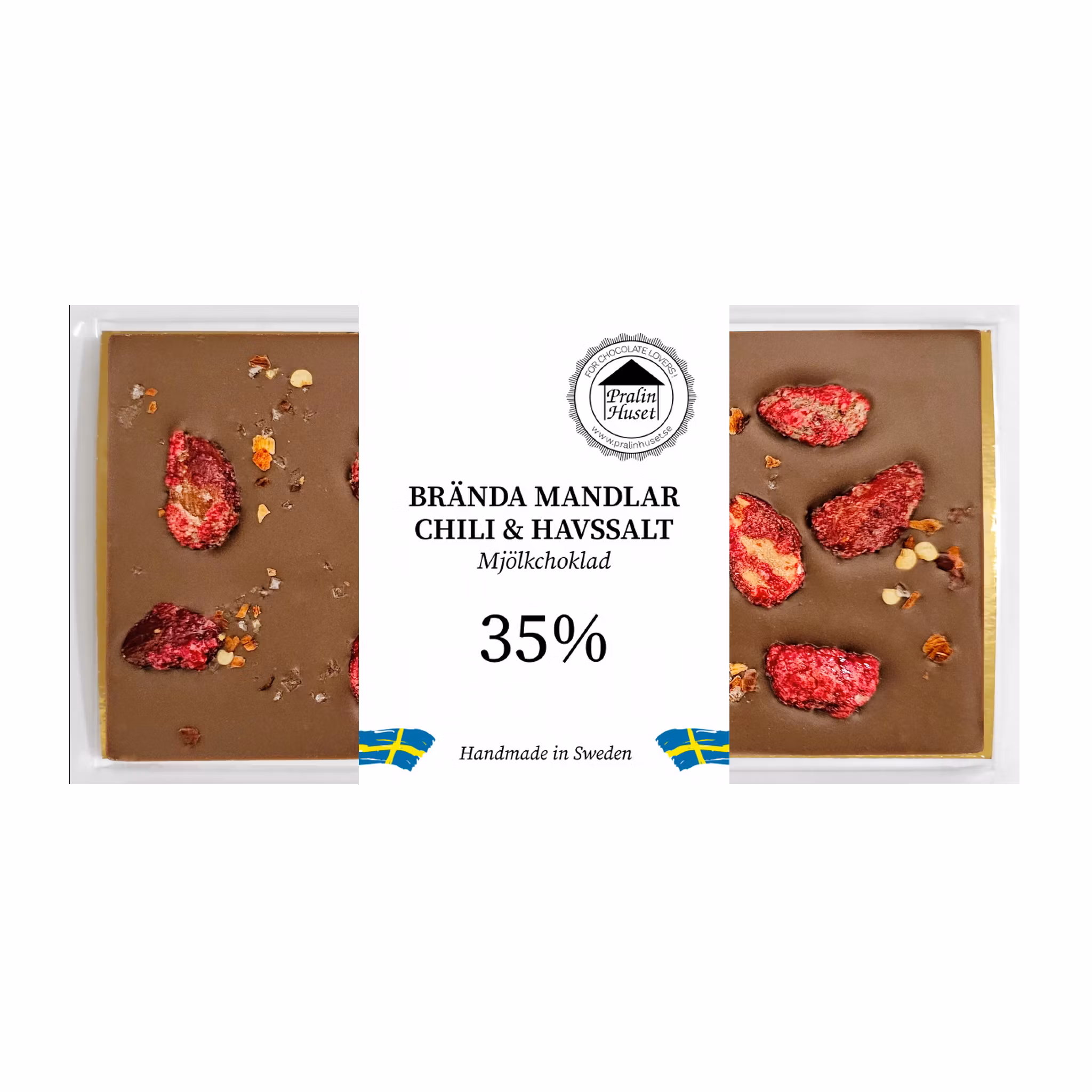 Pralinhuset - 35% Kakao - Brända Mandlar, Chili & Havssalt