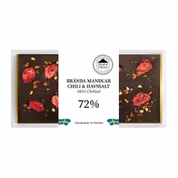 Pralinhuset - 72% Kakao - Brända Mandlar, Chili & Havssalt
