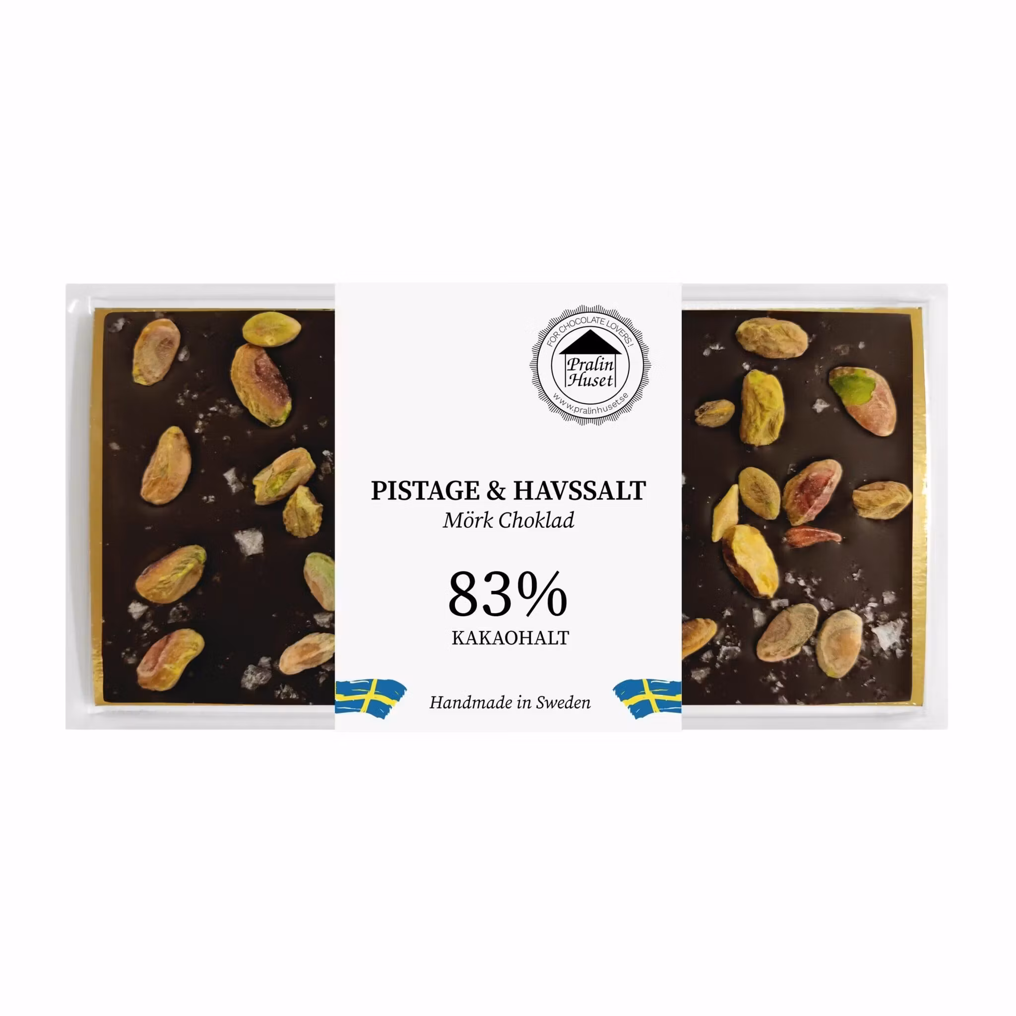 Pralinhuset - 83% Kakao - Pistage & Havssalt