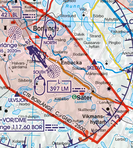 VFR Karta Sverige Center Norr 1:500 000