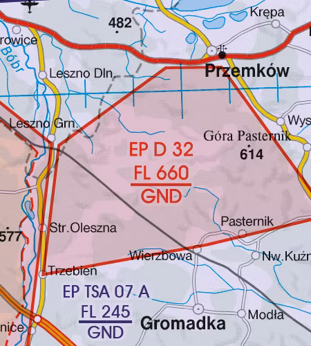 VFR Karta Polen Sydost 1:500 000