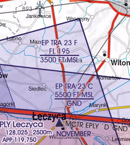 VFR Karta Polen Sydost 1:500 000