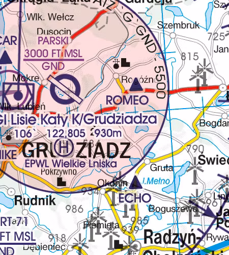 VFR Karta Polen Sydost 1:500 000