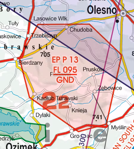 VFR Karta Polen Sydväst