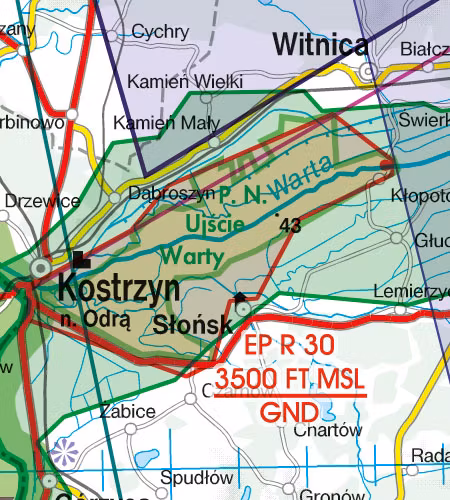 VFR Karta Polen Sydväst