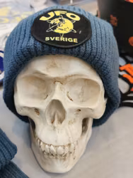 Mössa med logga på.