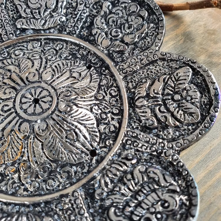 Rökelsehållare Blomma Silver, för stickor