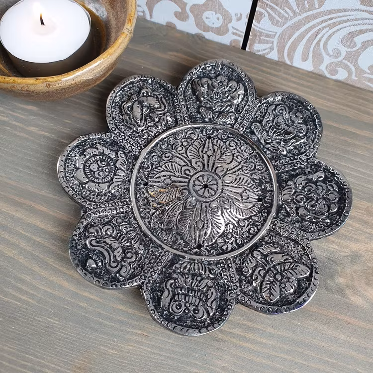 Rökelsehållare Blomma Silver, för stickor