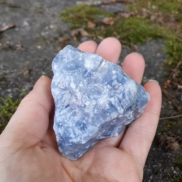 Rå blå Kalcit 144 g. Detta ex