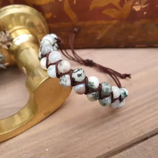 Armband med Trädagat i Makrame, Onesize XS-L