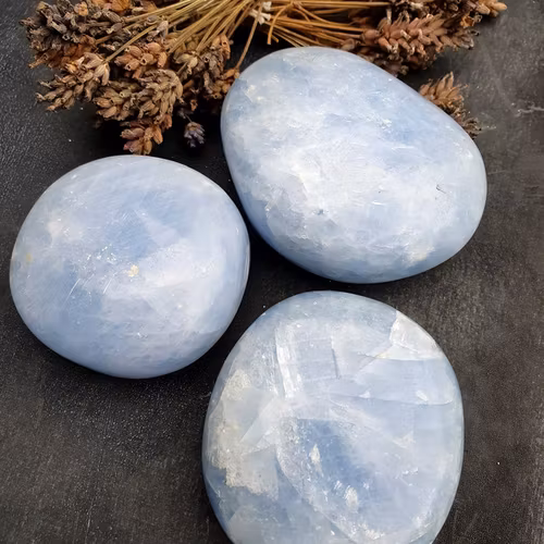 Blå kalcit pebble ca 150 g