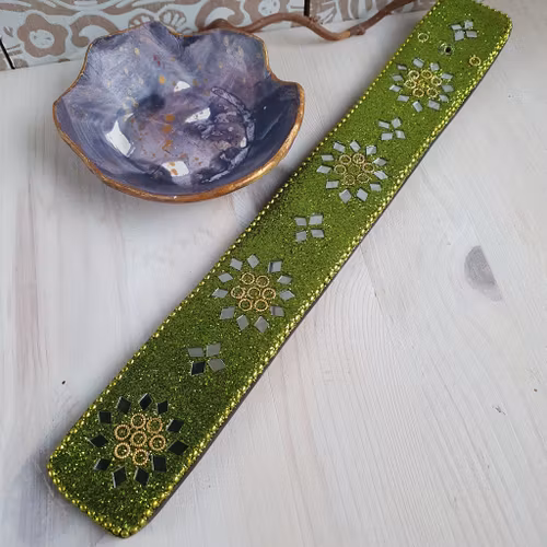 Glittrig Grön Rökelsehållare för stickor