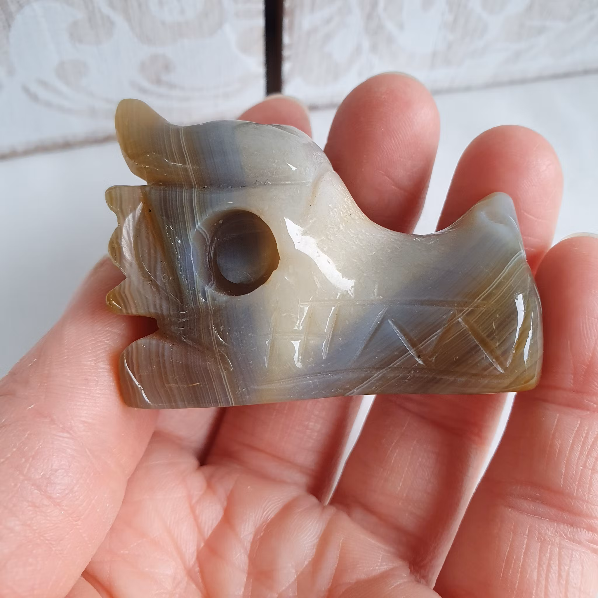 Drakhuvud av Agat, 4,5cm. Detta ex