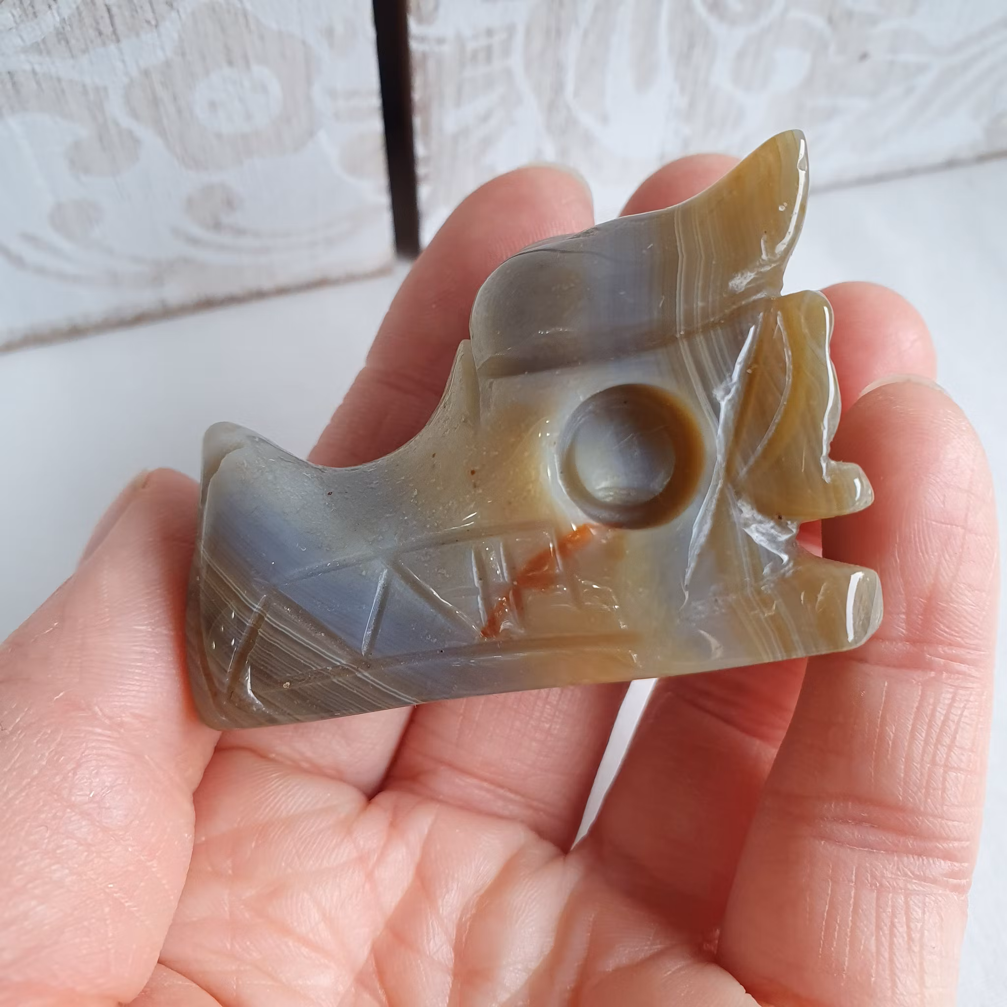 Drakhuvud av Agat, 4,5cm. Detta ex