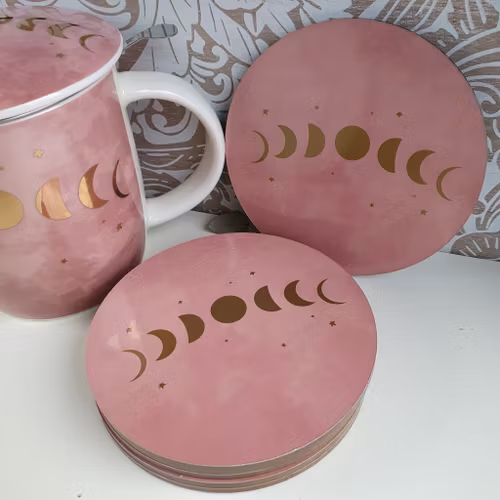 Glasunderlägg i kork Moon Phases 6p