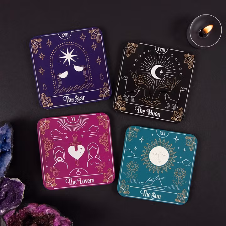 Glasunderlägg i kork Tarot 4 p