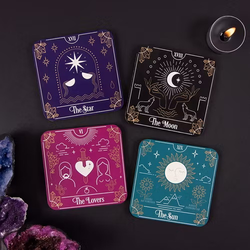 Glasunderlägg i kork Tarot 4 p