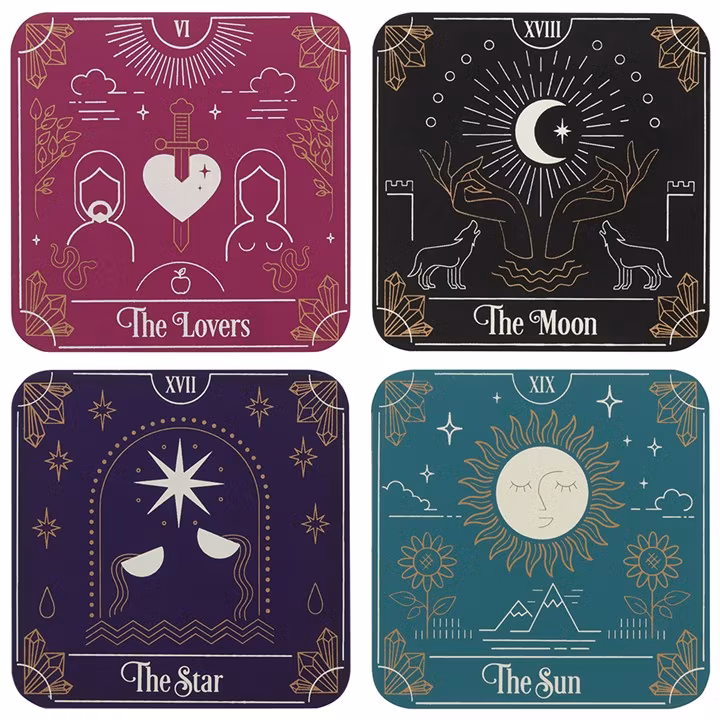 Glasunderlägg i kork Tarot 4 p