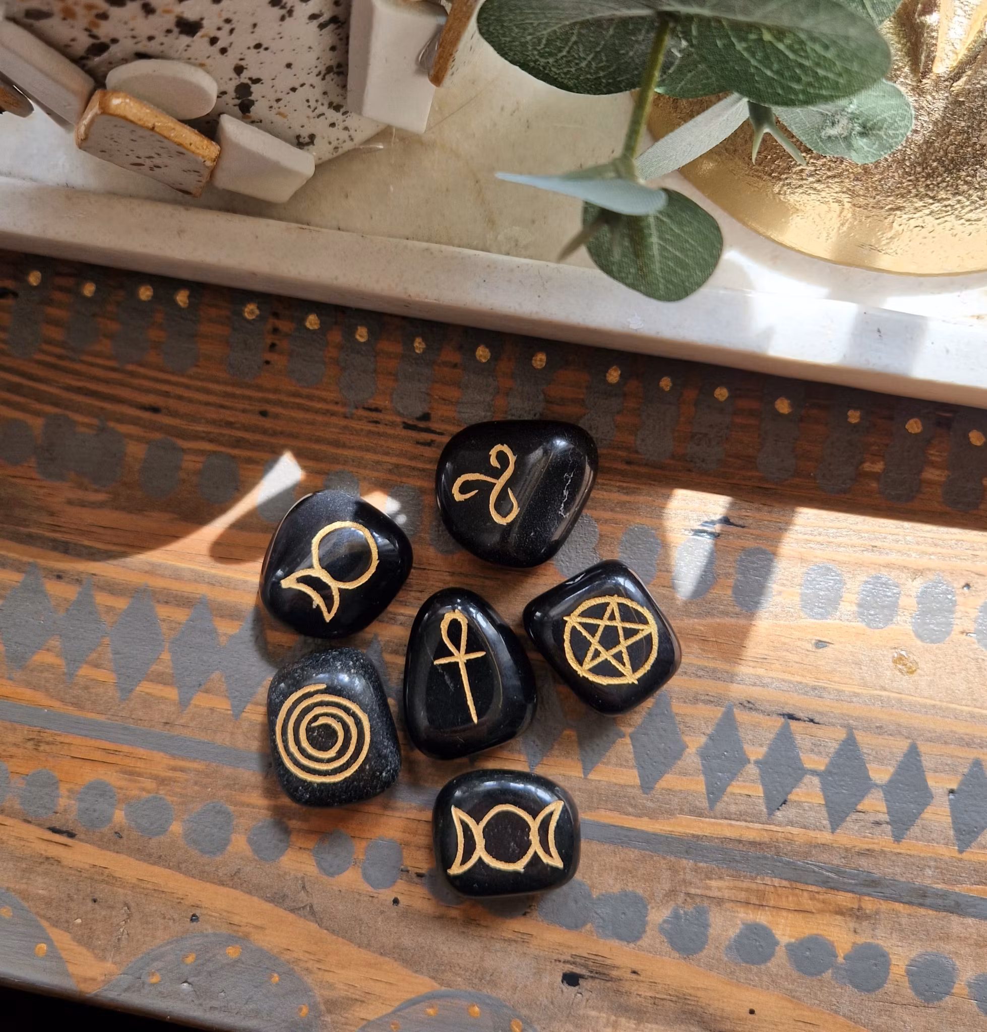 Talisman Spiral i svart agat, 1 st