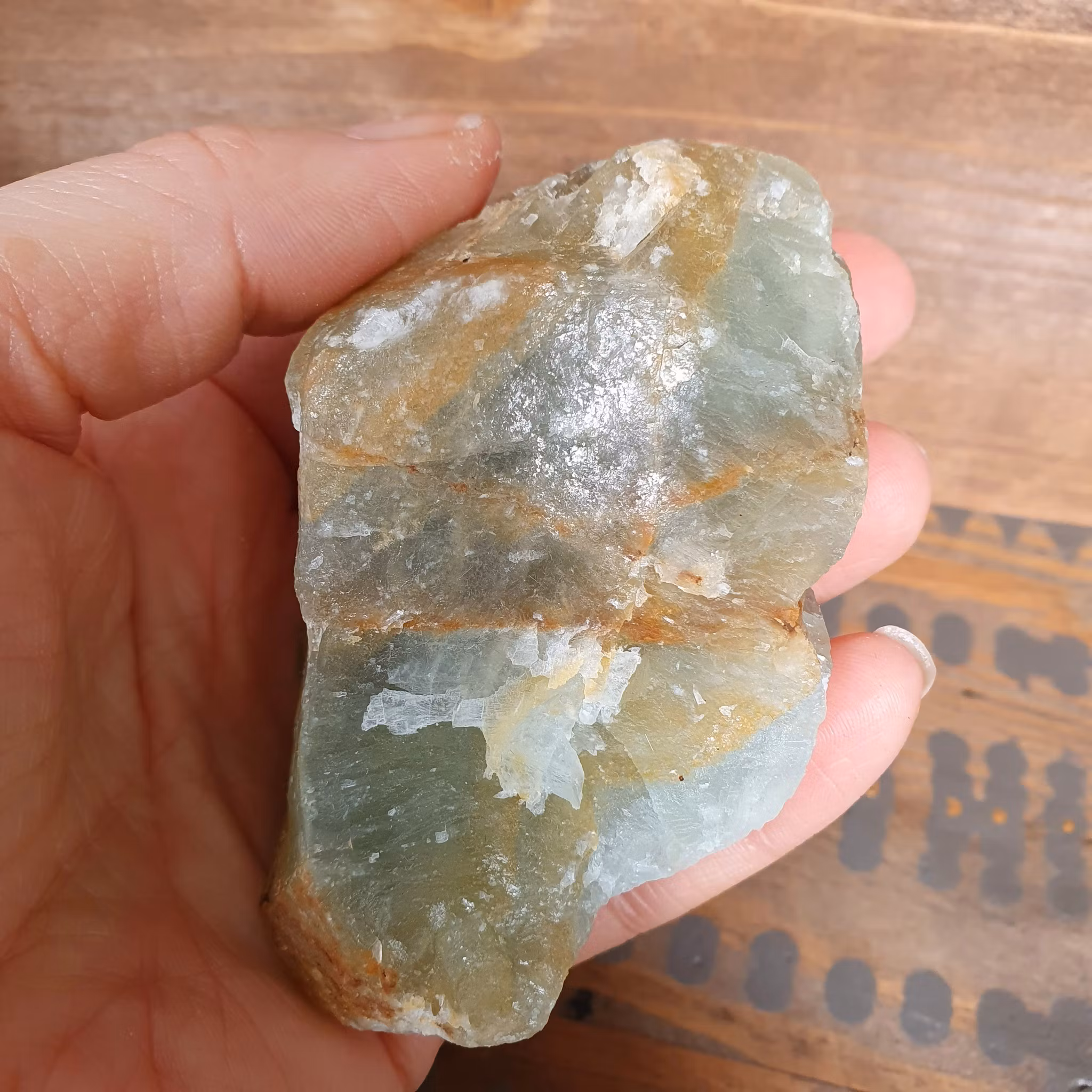 Rå blå Onyx, Lemurian Aquatine Calcite 151 g. Detta ex