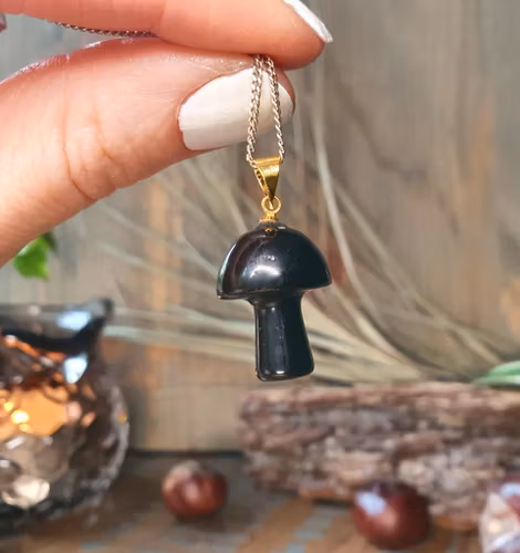Hänge svamp Obsidian guld 2 cm