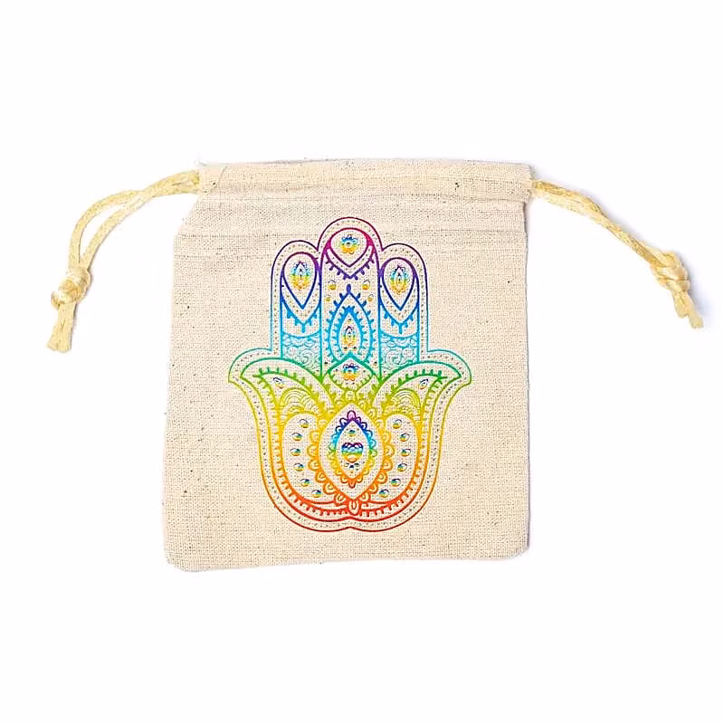 Påse Hamsa vit, 9x11 cm