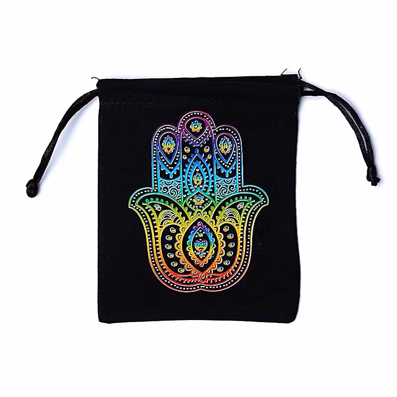 Påse Hamsa svart, 9x11 cm